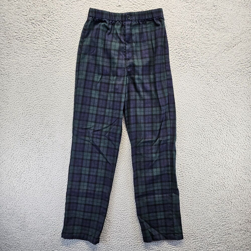 Brandy Melville Pants Womens S 24"  Blue Green Tartan Plaid Straight Leg Flannel